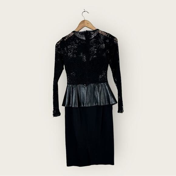EUC | Zara Woman | Lace Leather Peplum Dress | Black | XS - Picture 4 of 16